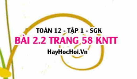Bài 2.2 trang 58 Toán 12 tập 1 Kết nối tri thức